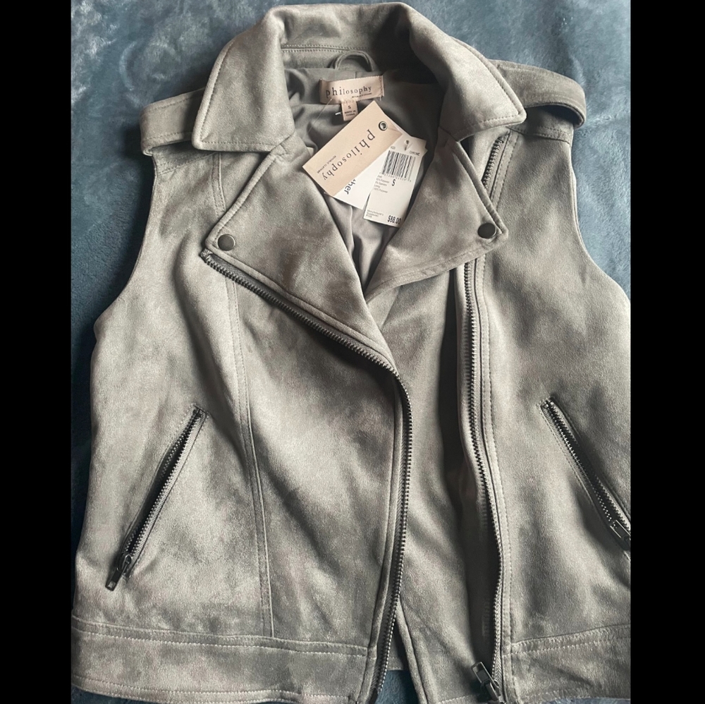 Philosophy Gray Faux Leather Vest